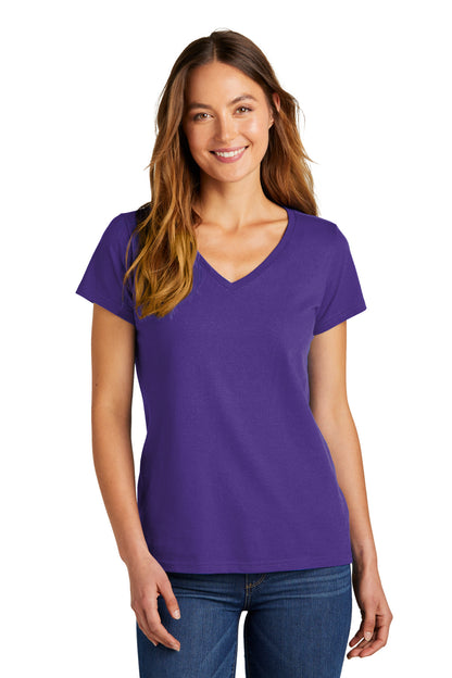 Front View of Purple District Women's The Concert Tee V-Neck DT5002