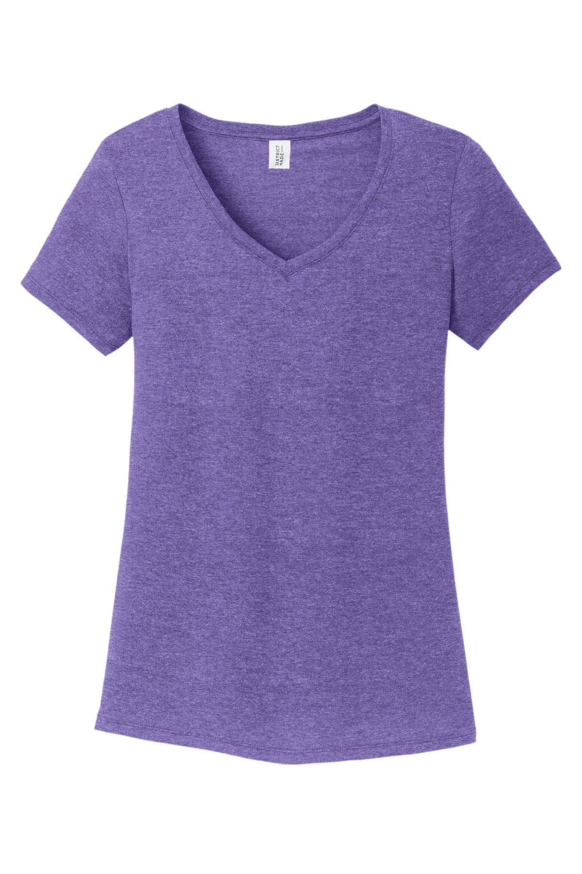 Front View of Purple Frost District Women's Perfect Tri V-Neck Tee. DM1350L