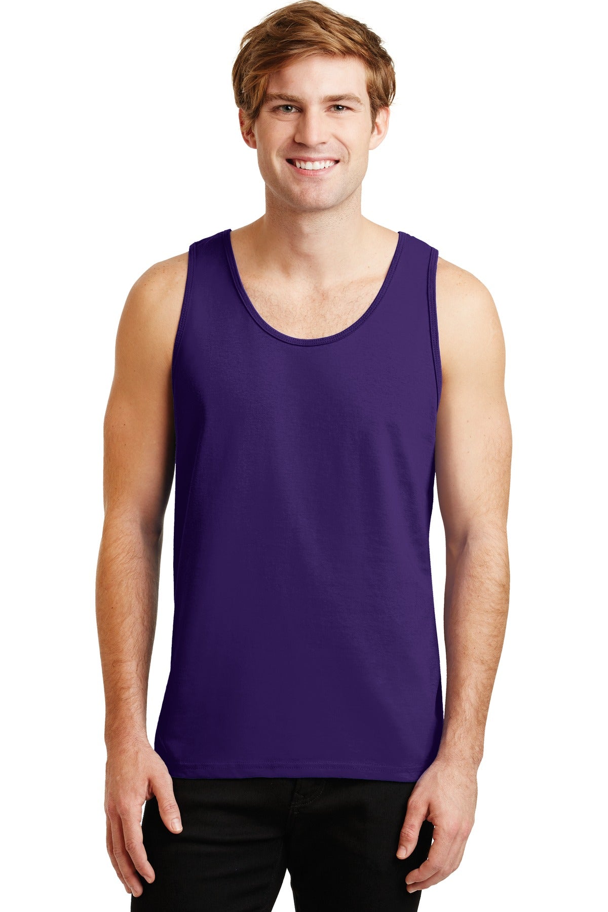 Front View of Purple Gildan - Ultra Cotton 100% US Cotton Tank Top. 2200