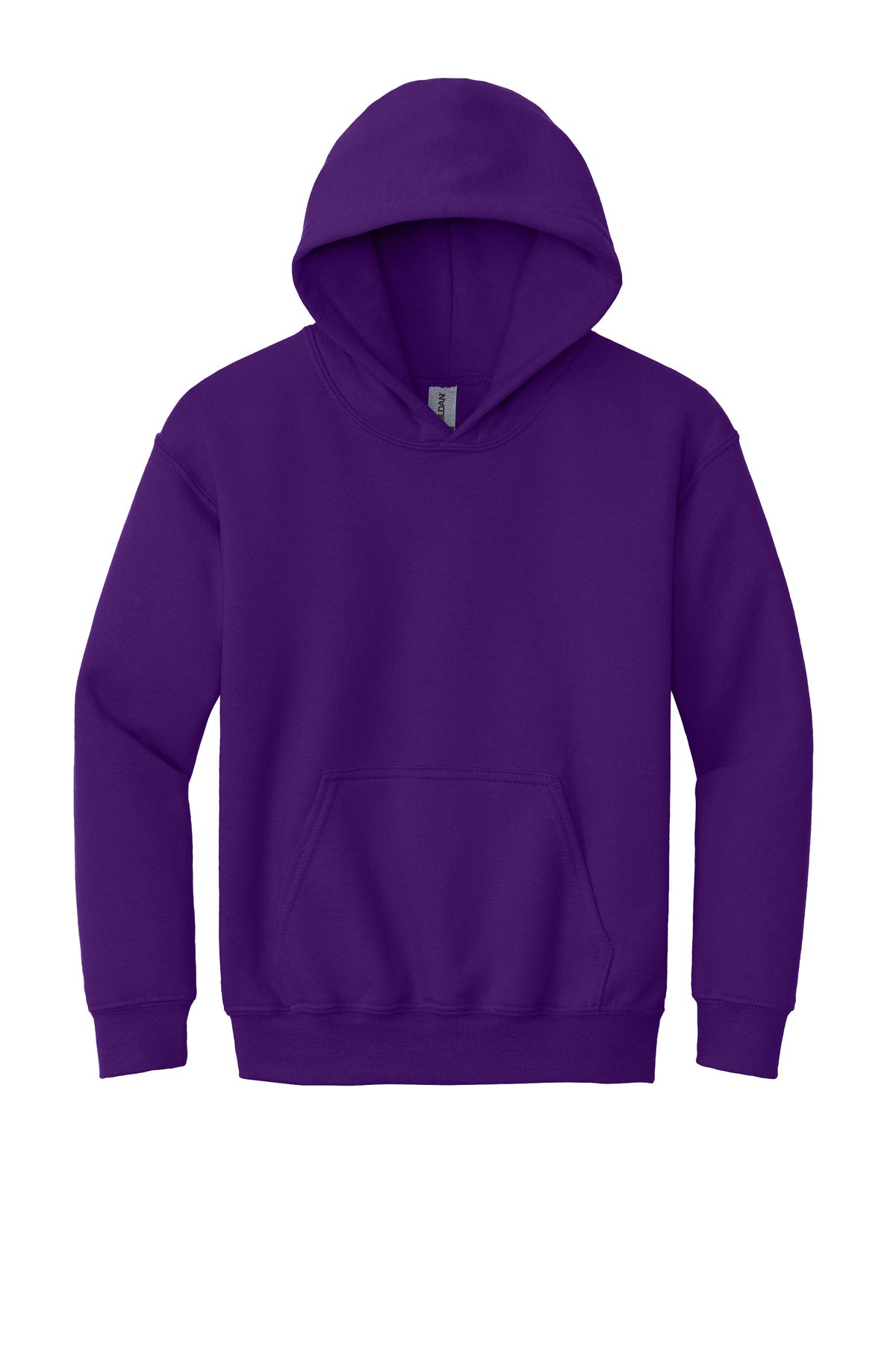 Front View of PURPLE Gildan - Youth Heavy Blend Hooded Sweatshirt. 18500B
