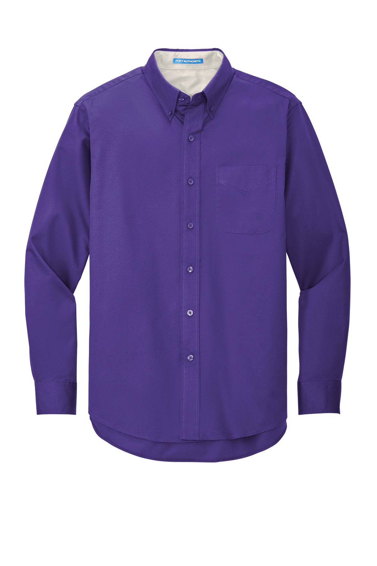 Front View of Purple Port Authority Extended Size Long Sleeve Easy Care Shirt S608ES
