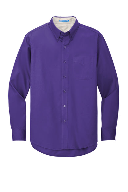 Front View of Purple Port Authority Extended Size Long Sleeve Easy Care Shirt S608ES