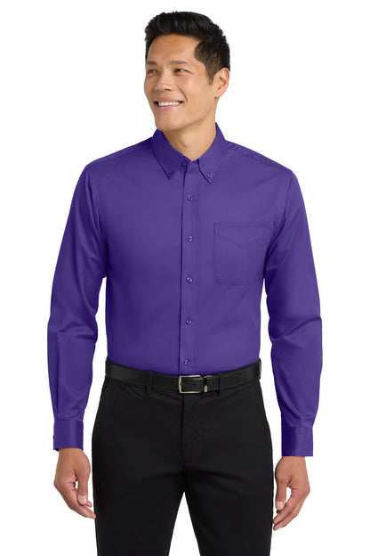 Front View of Purple Port Authority Extended Size Long Sleeve Easy Care Shirt S608ES