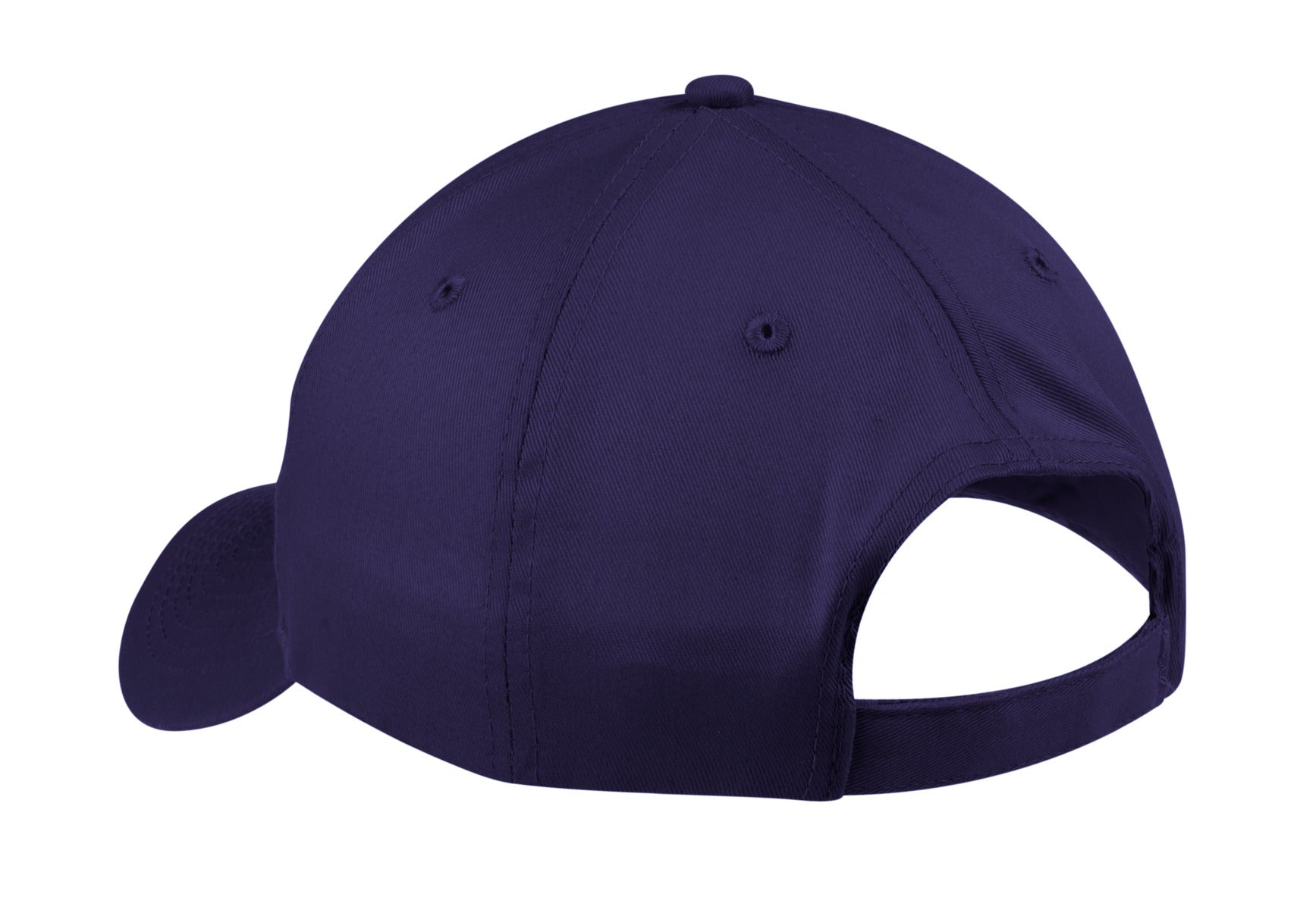 Front View of Purple Port & Company Six-Panel Twill Cap. CP80