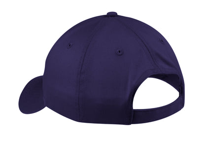 Front View of Purple Port & Company Six-Panel Twill Cap. CP80