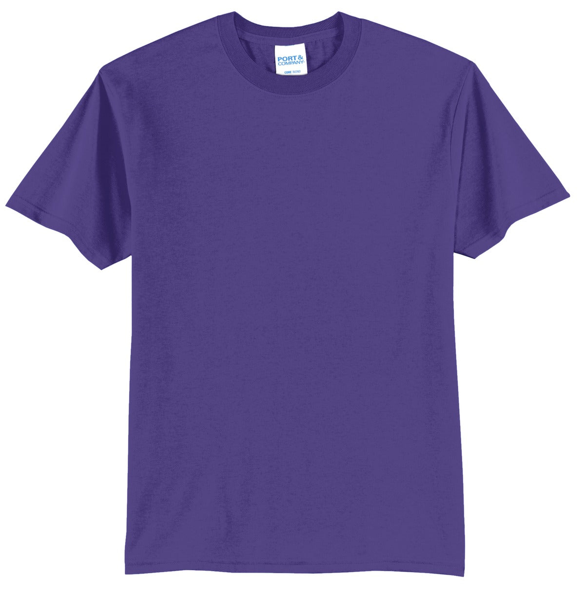 Front View of Purple Port & Company Tall Core Blend Tee. PC55T
