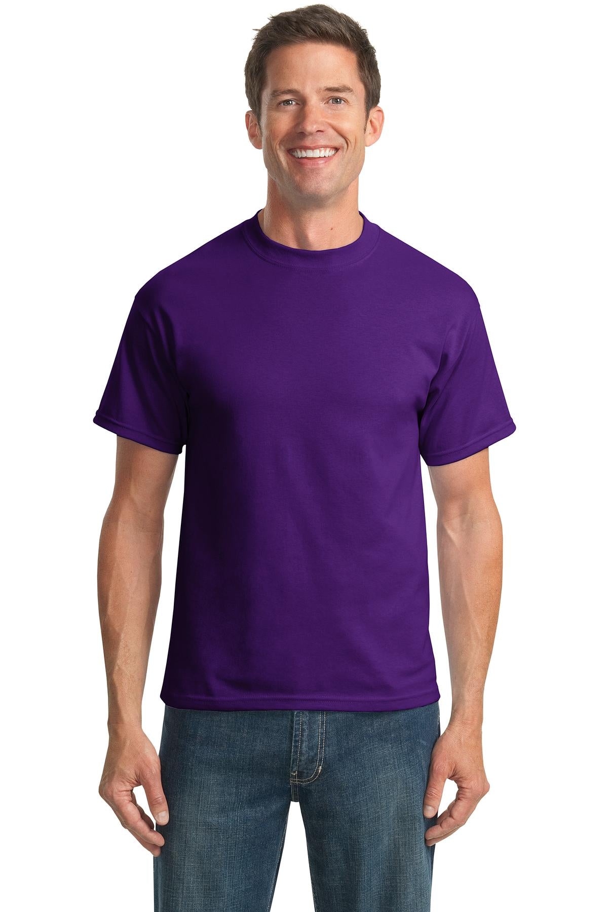 Front View of Purple Port & Company Tall Core Blend Tee. PC55T