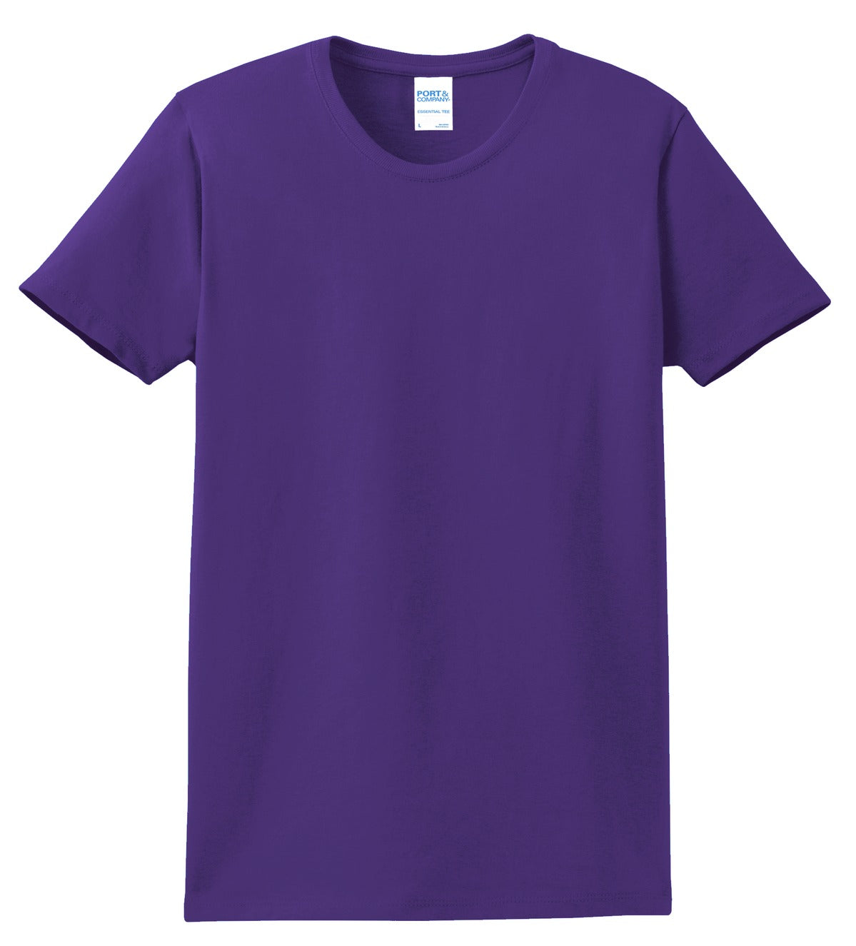 Front View of Purple Port & Company Women's Essential Tee. LPC61
