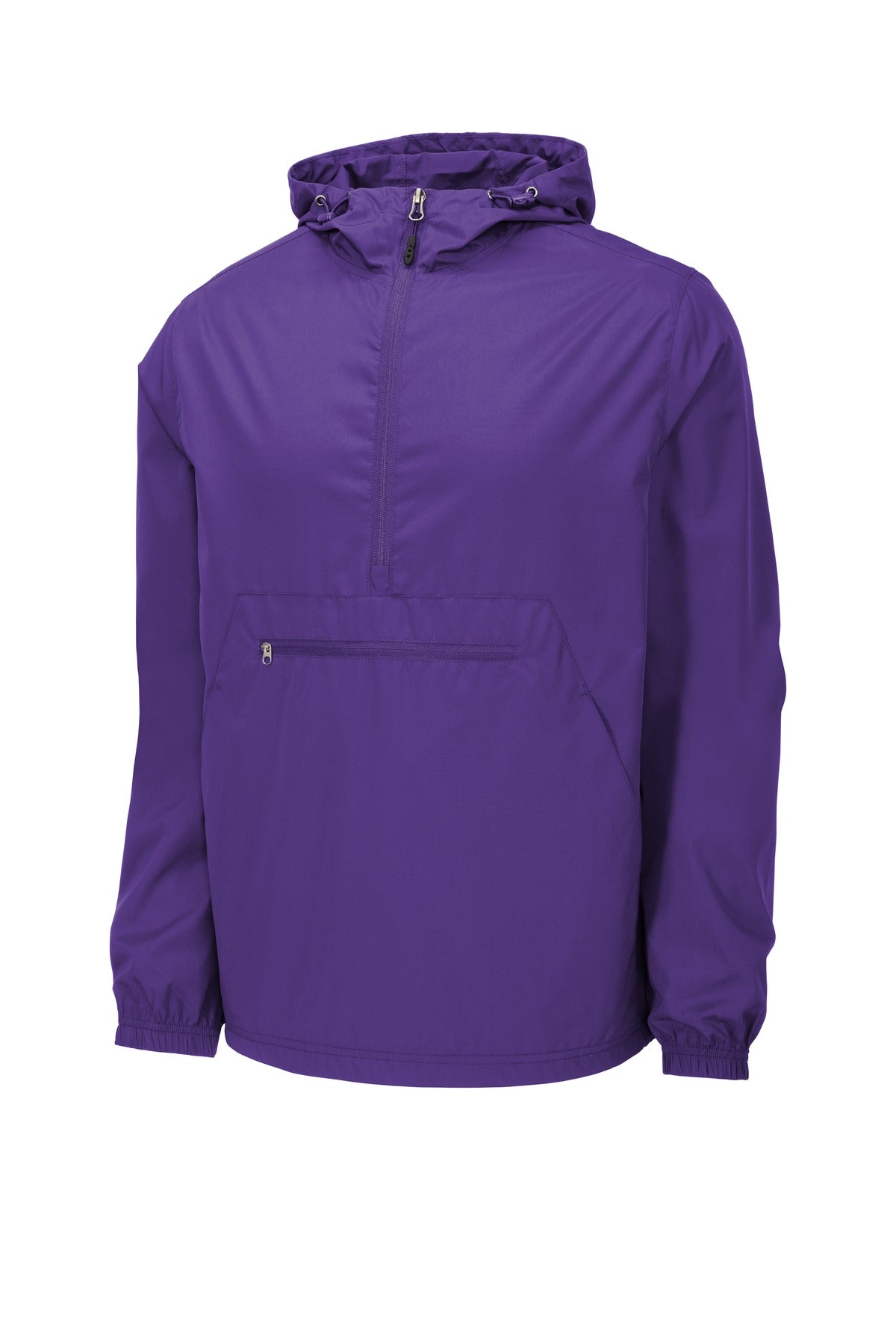 Front View of Purple Sport-Tek Packable Anorak. JST66