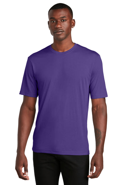 Front View of Purple Sport-Tek PosiCharge Competitor Cotton Touch Tee. ST450