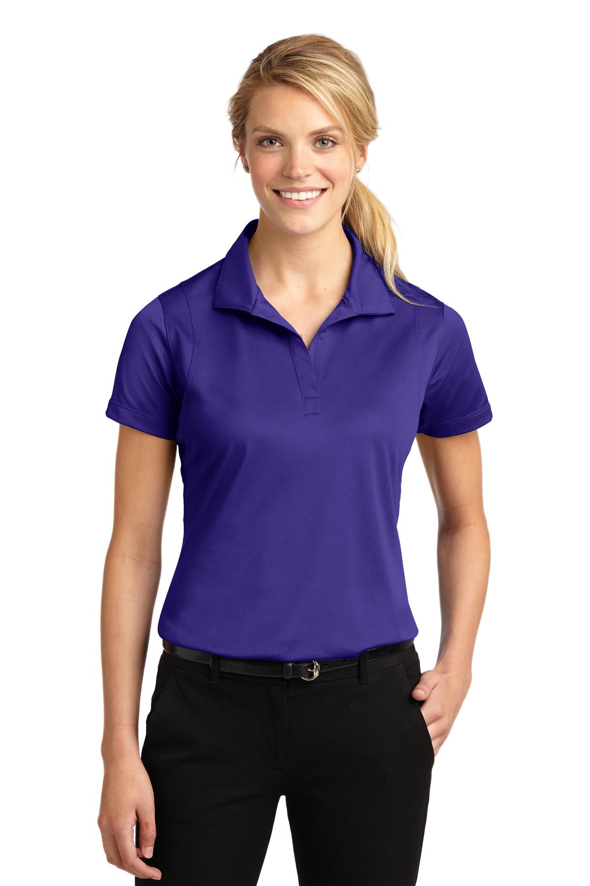 Front View of Purple Sport-Tek Women's Micropique Sport-Wick Polo. LST650
