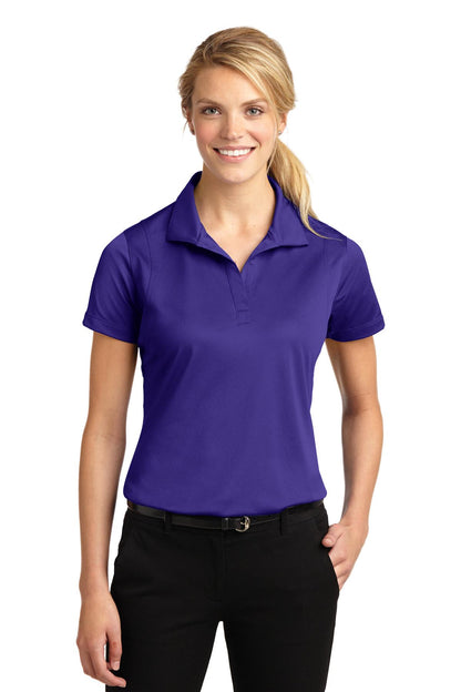 Front View of Purple Sport-Tek Women's Micropique Sport-Wick Polo. LST650