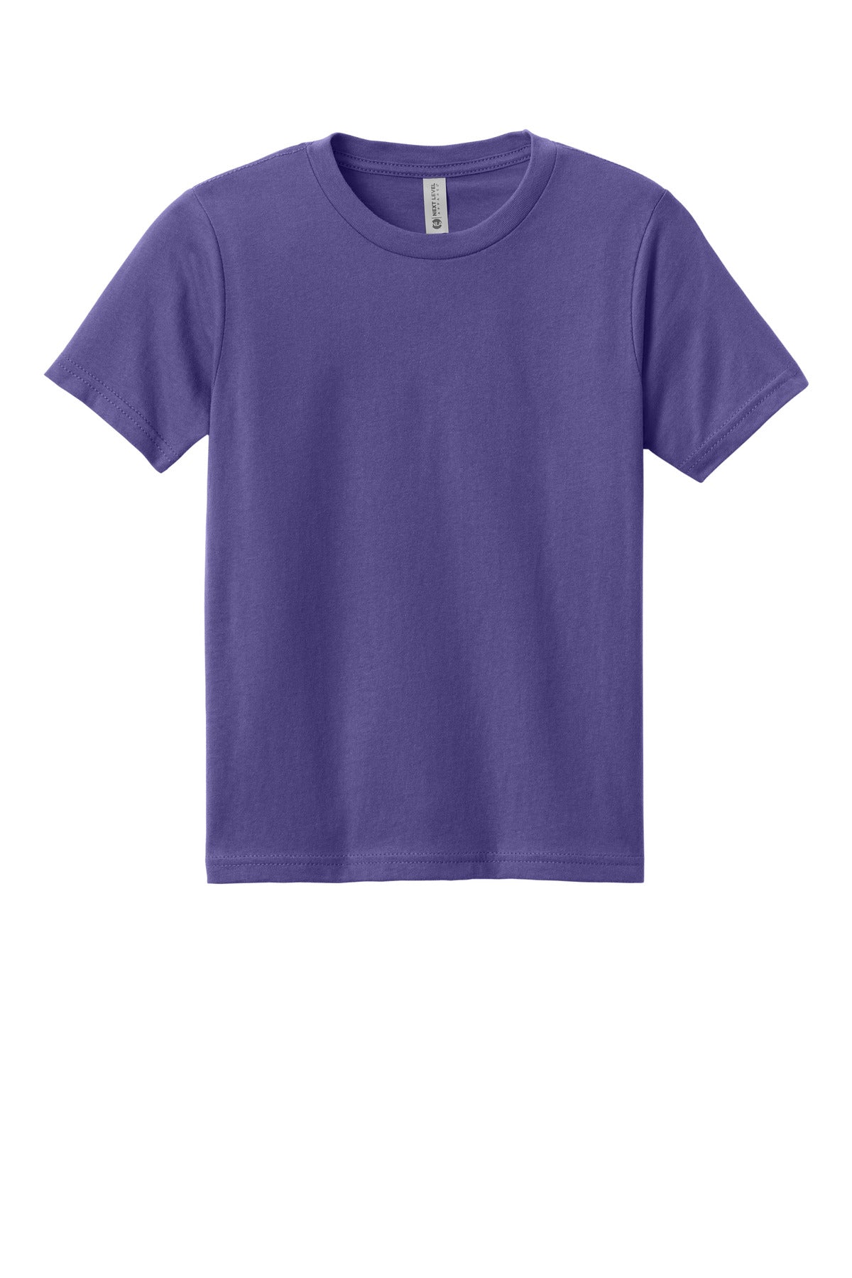 Front View of PurpleRush Next Level Apparel Youth Cotton Tee NL3310