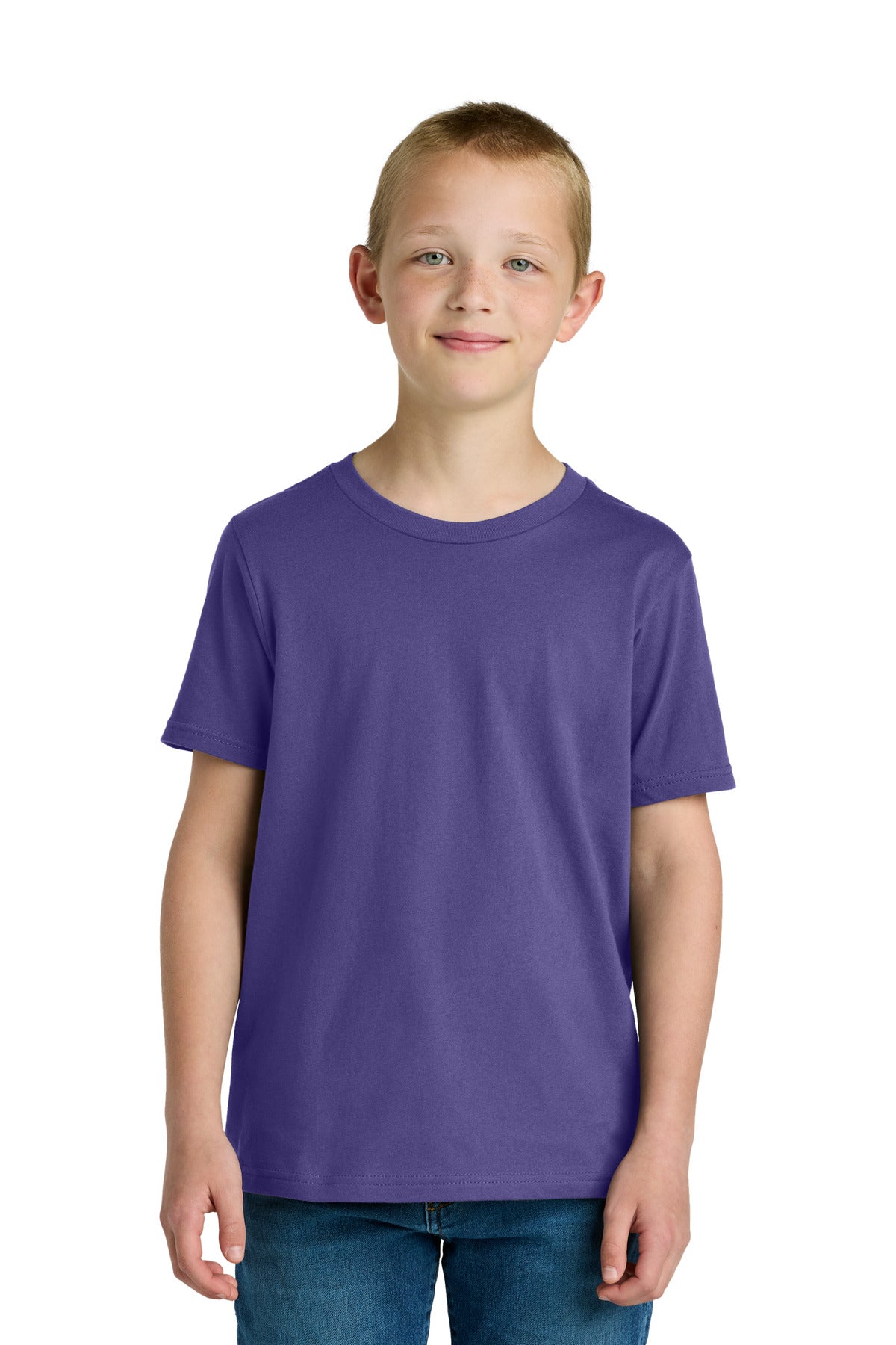 Front View of PurpleRush Next Level Apparel Youth Cotton Tee NL3310