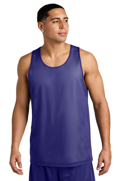Front View of Purple/Wh Sport-Tek PosiCharge Reversible Mesh Tank ST5000