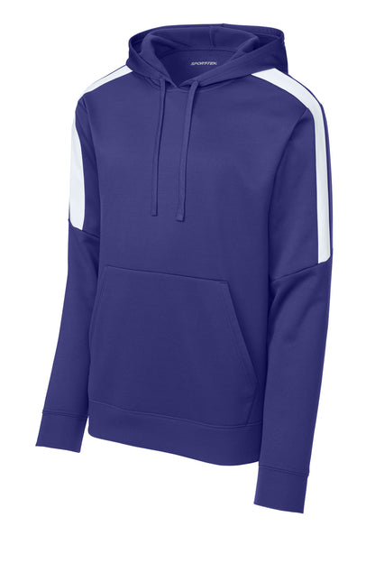 Front View of Purple/Wh Sport-Tek Sport-Wick Fleece United Pullover Hoodie ST255