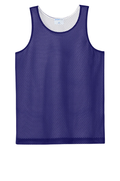 Front View of Purple/Wh Sport-Tek Youth PosiCharge Reversible Mesh Tank YST5000