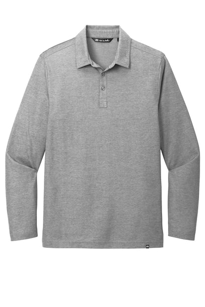 Front View of QuiShaGyHt TravisMathew Oceanside Heather Long Sleeve Polo TM1MZ343
