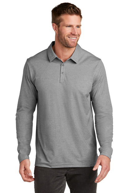 Front View of QuiShaGyHt TravisMathew Oceanside Heather Long Sleeve Polo TM1MZ343