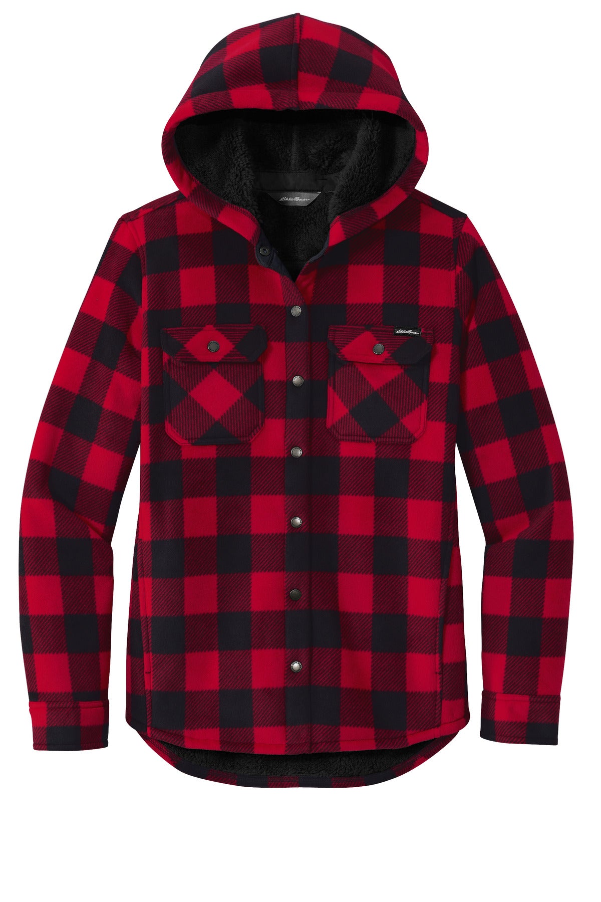 Front View of Radish/Blk Eddie Bauer Women's Woodland Shirt Jac EB229
