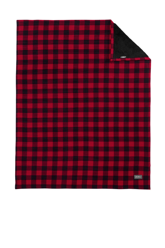 Front View of Radish/Blk Eddie Bauer Woodland Blanket EB750