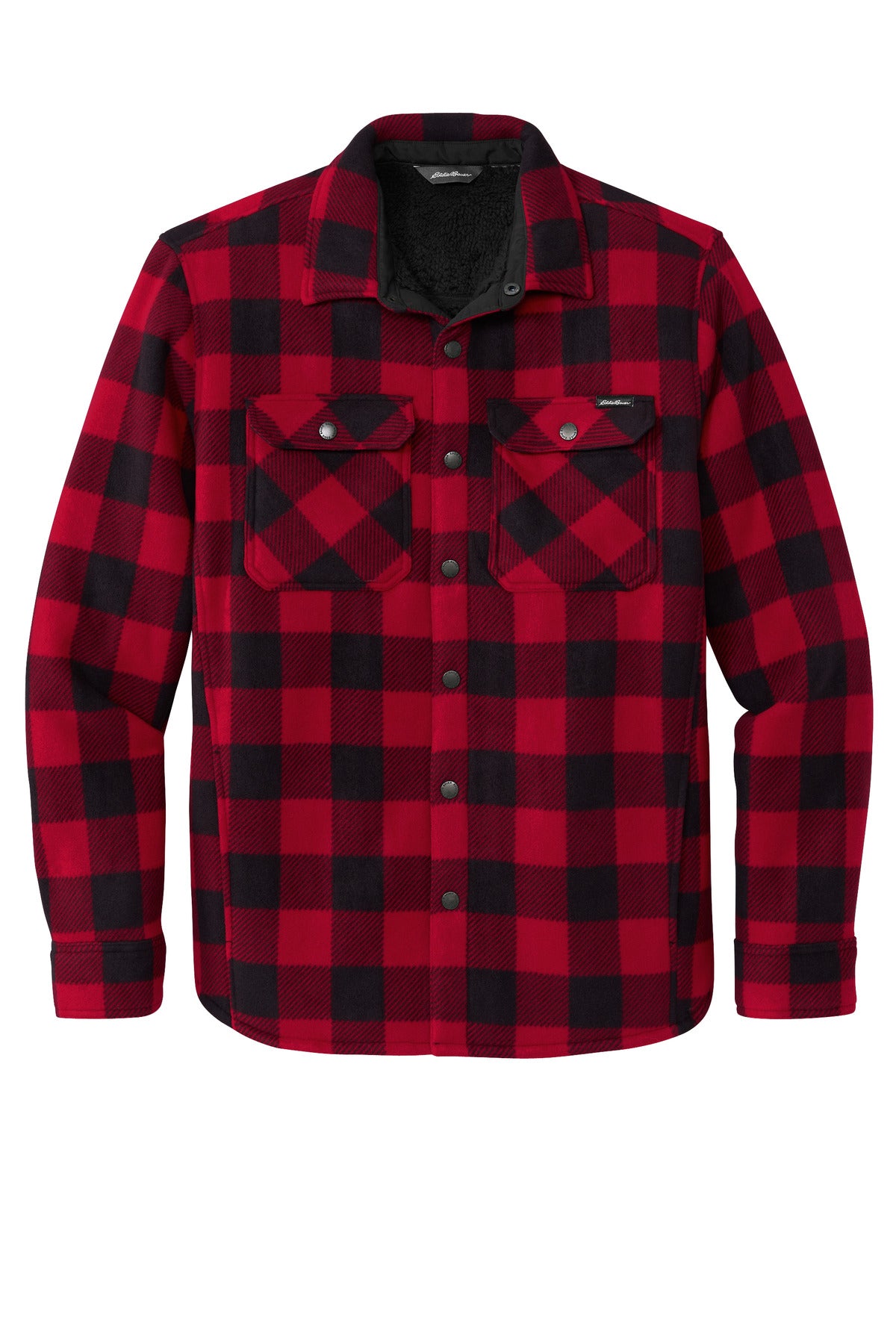 Front View of Radish/Blk Eddie Bauer Woodland Shirt Jac EB228