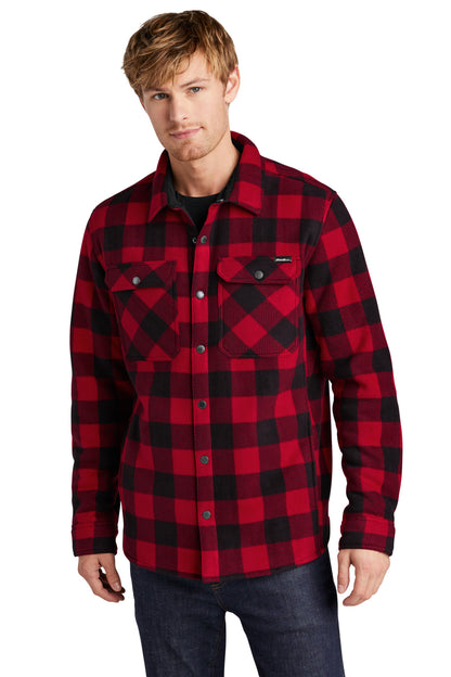 Front View of Radish/Blk Eddie Bauer Woodland Shirt Jac EB228
