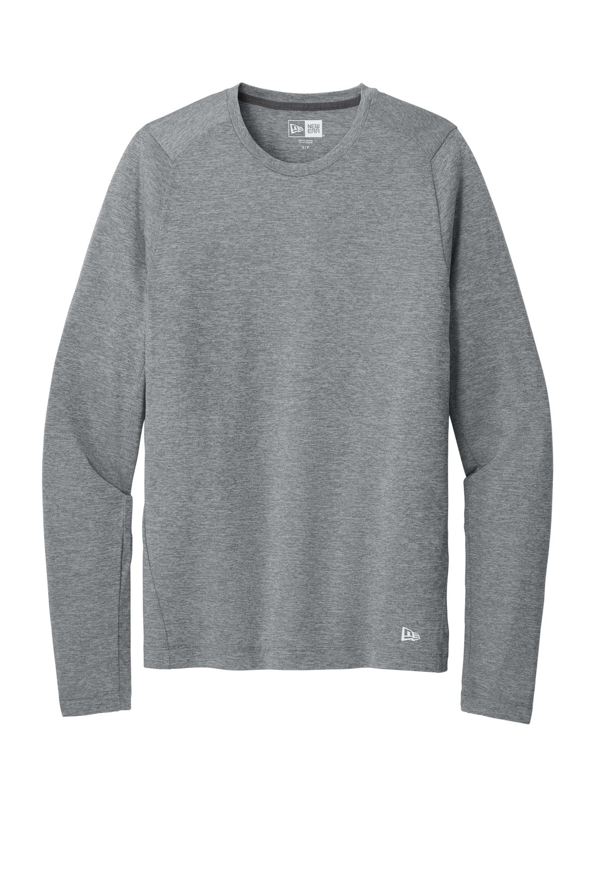 Front View of Rainstorm Grey New Era Series Performance Long Sleeve Crew Tee. NEA201