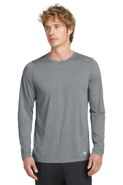 Front View of Rainstorm Grey New Era Series Performance Long Sleeve Crew Tee. NEA201