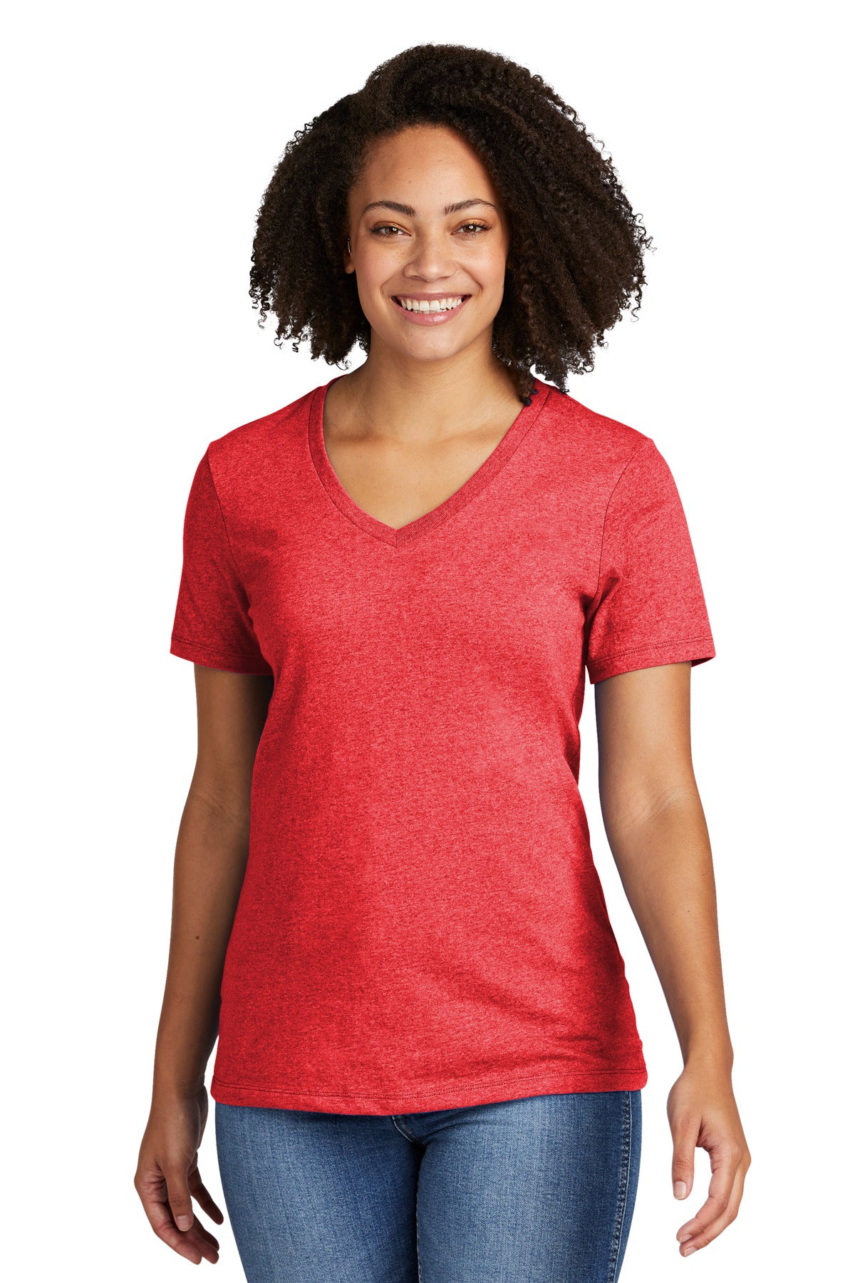 Front View of ReclmdRdHt Allmade Women's Recycled Blend V-Neck Tee AL2303