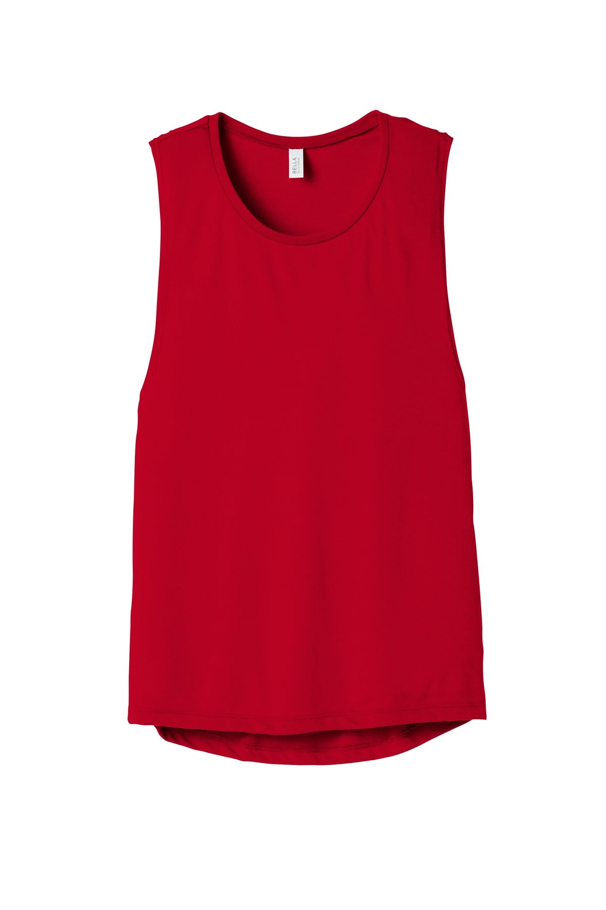 Front View of Red BELLA+CANVAS Women's Flowy Scoop Muscle Tank. BC8803