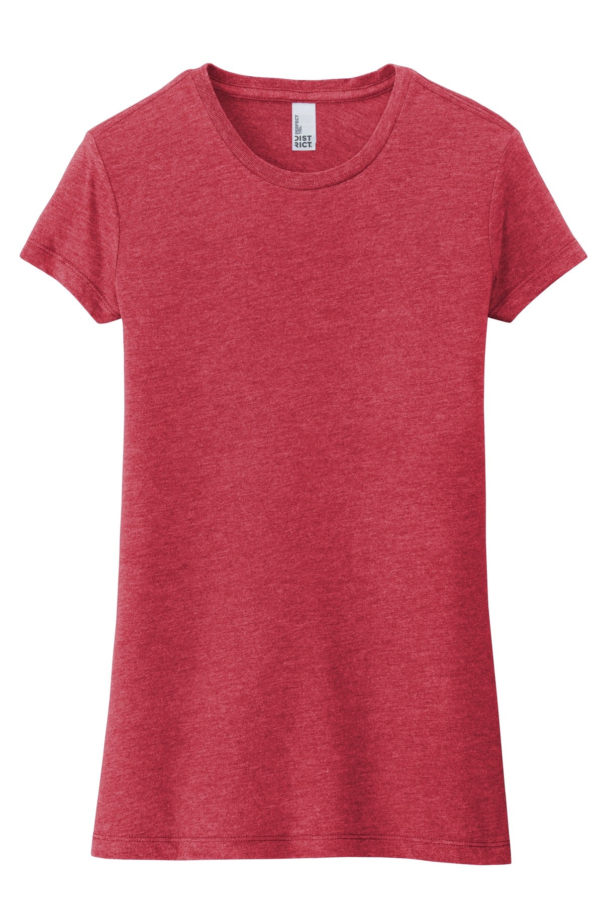 Front View of Red Frost District Women's Fitted Perfect Tri Tee. DT155