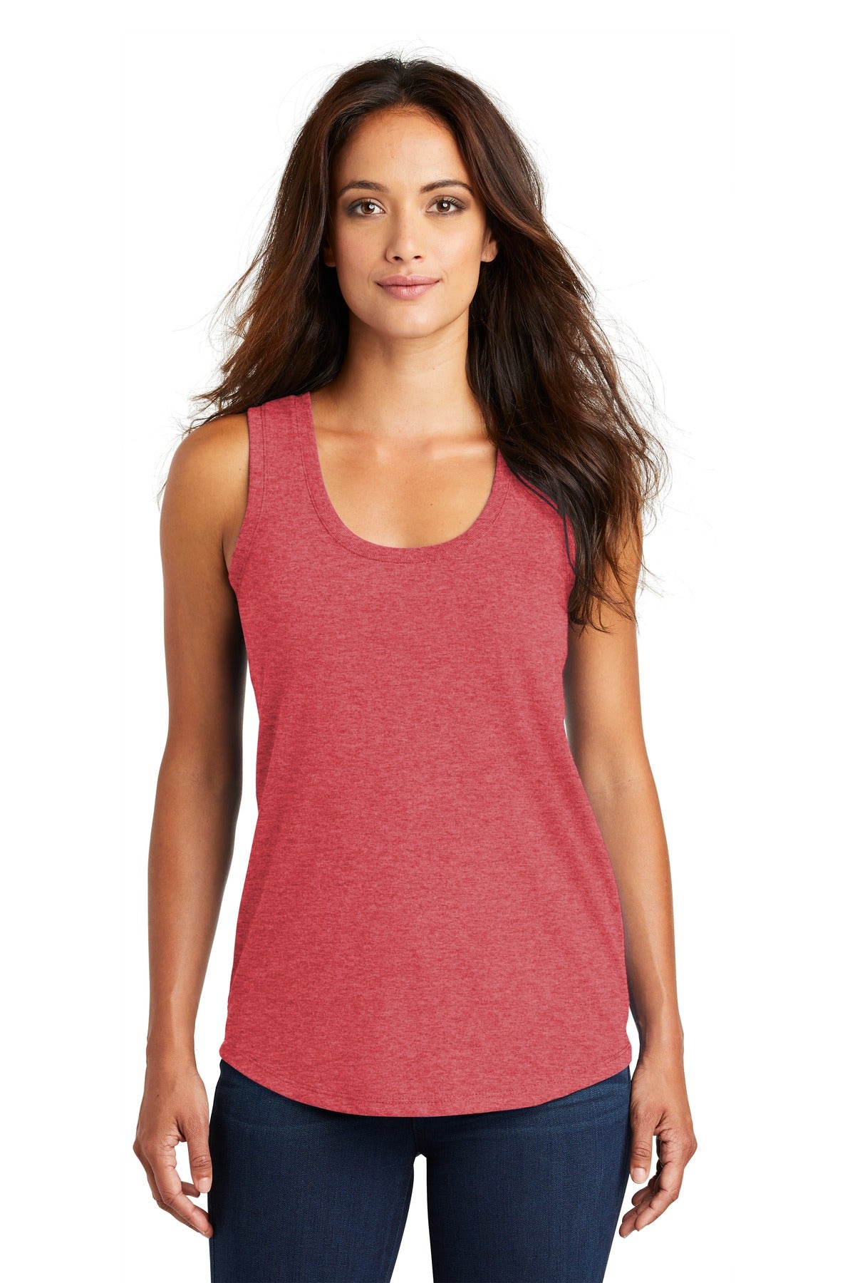 Front View of Red Frost District Women's Perfect Tri Racerback Tank. DM138L