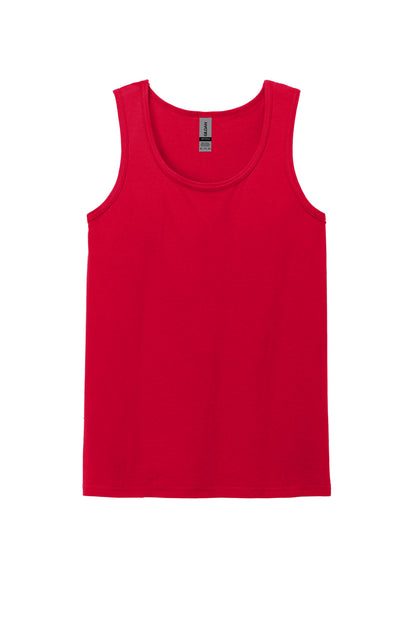Front View of Red Gildan Softstyle Tank Top 64200