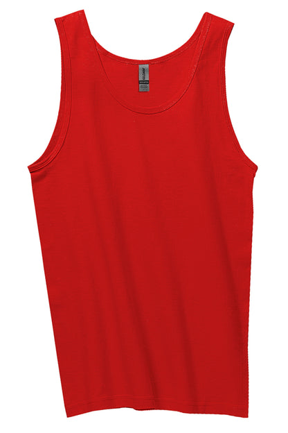 Front View of Red Gildan - Ultra Cotton 100% US Cotton Tank Top. 2200