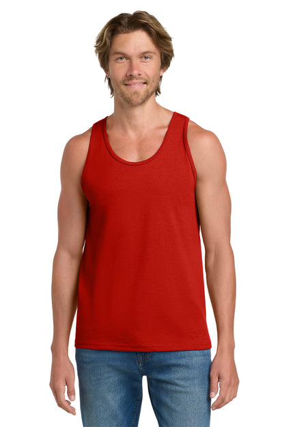 Front View of Red Gildan - Ultra Cotton 100% US Cotton Tank Top. 2200