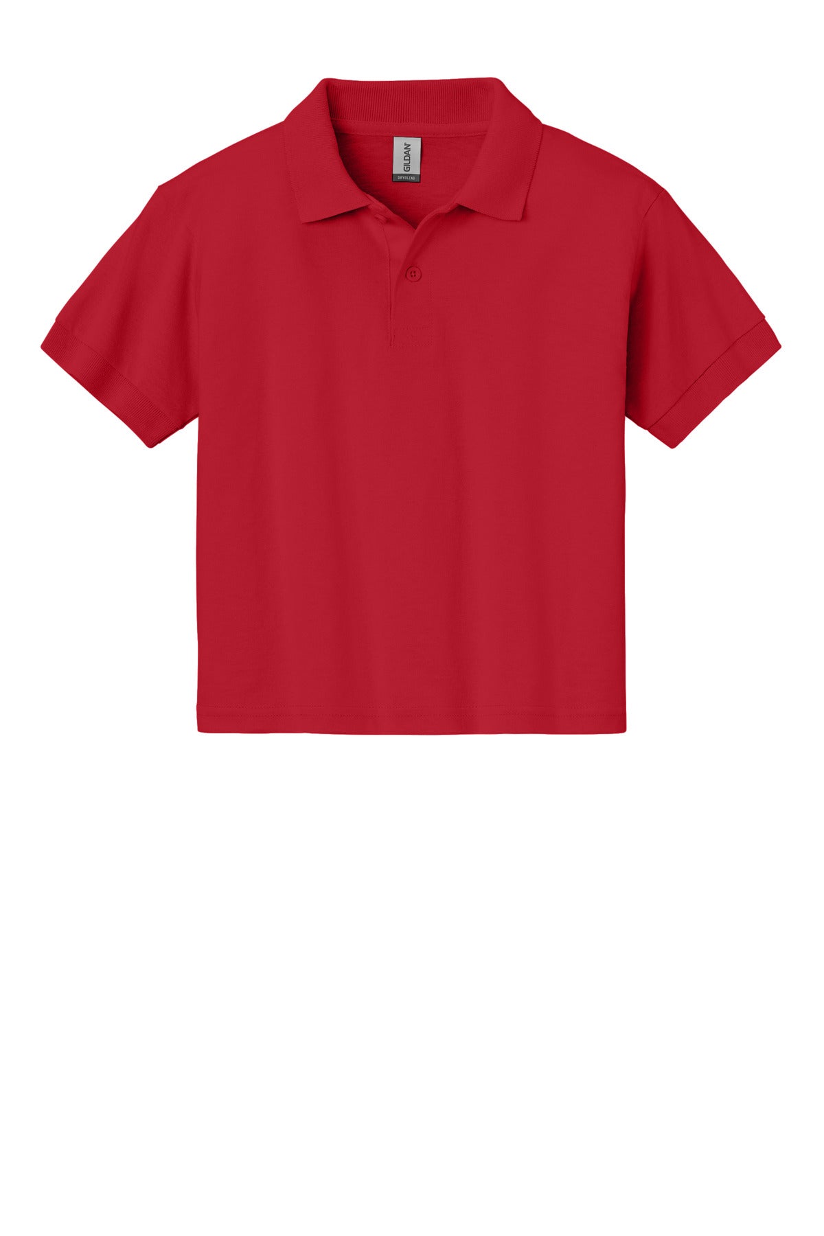 Front View of Red Gildan Youth DryBlend 6-Ounce Jersey Knit Sport Shirt. 8800B