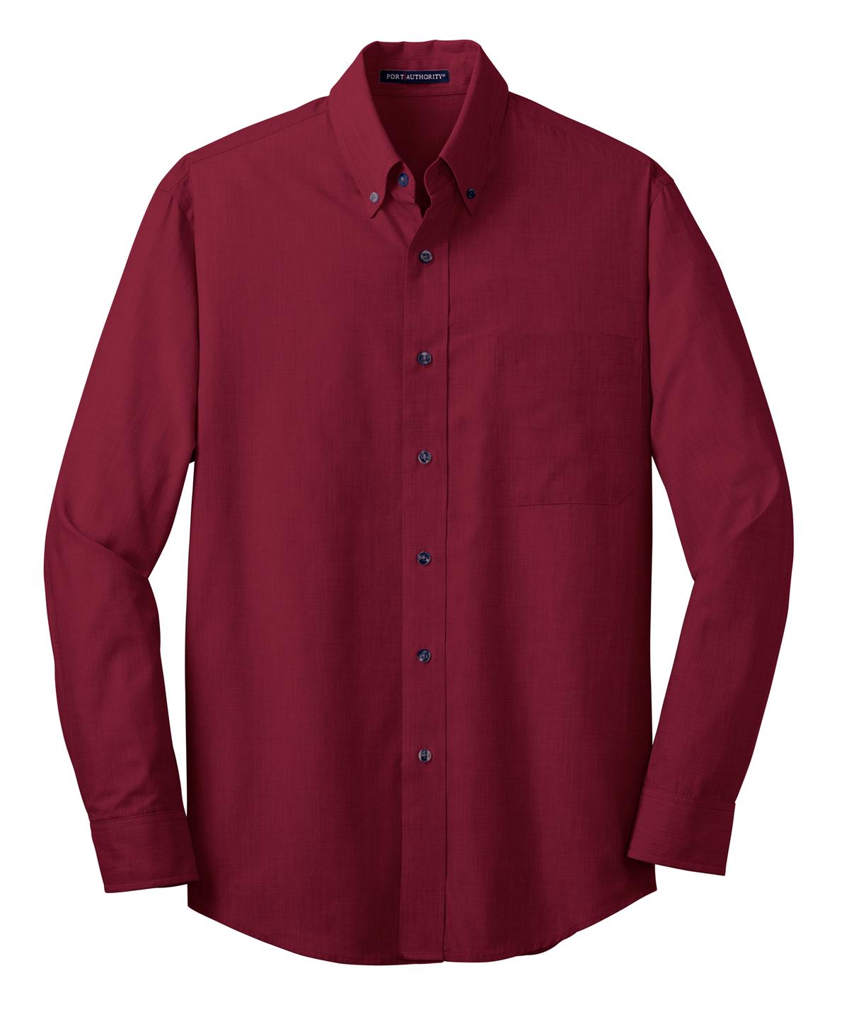 Front View of Red Oxide Port Authority Crosshatch Easy Care Shirt. S640