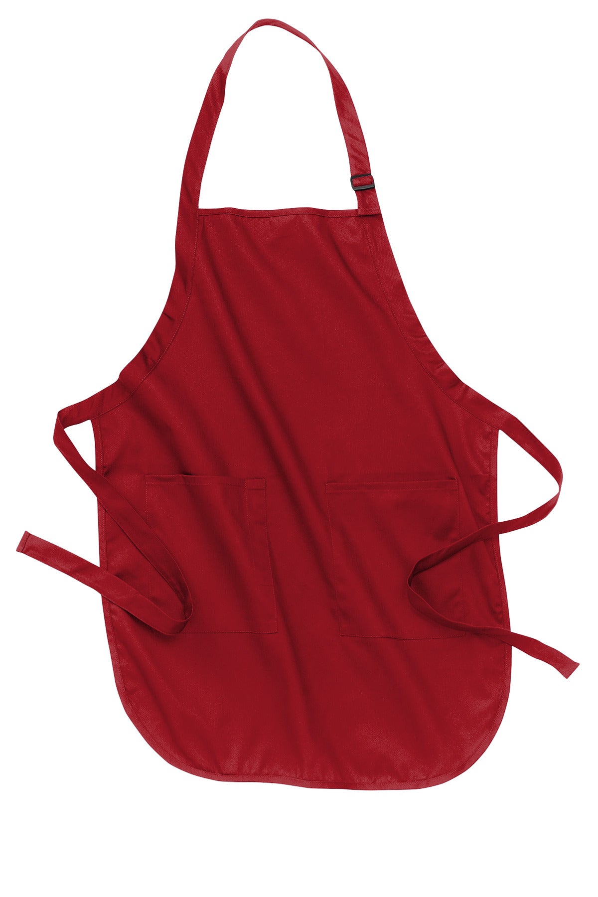 Front View of Red Port Authority Full-Length Apron with Pockets. A500