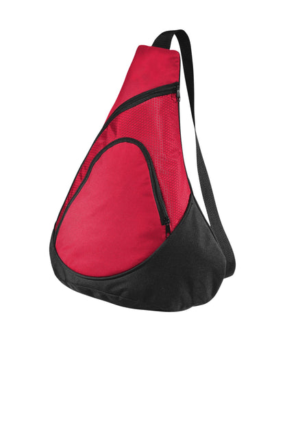 Front View of Red Port Authority - Honeycomb Sling Pack. BG1010