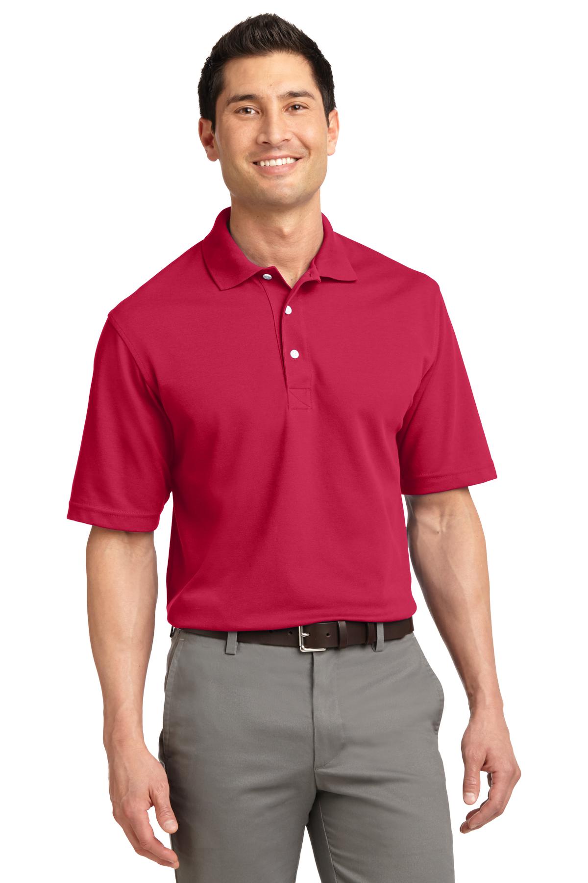 Front View of Red Port Authority Rapid Dry Polo. K455