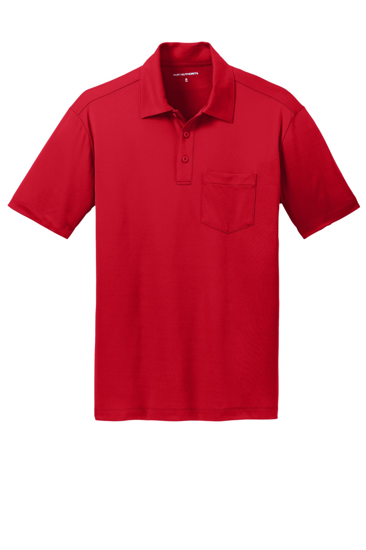 Front View of Red Port Authority Silk Touch Performance Pocket Polo. K540P