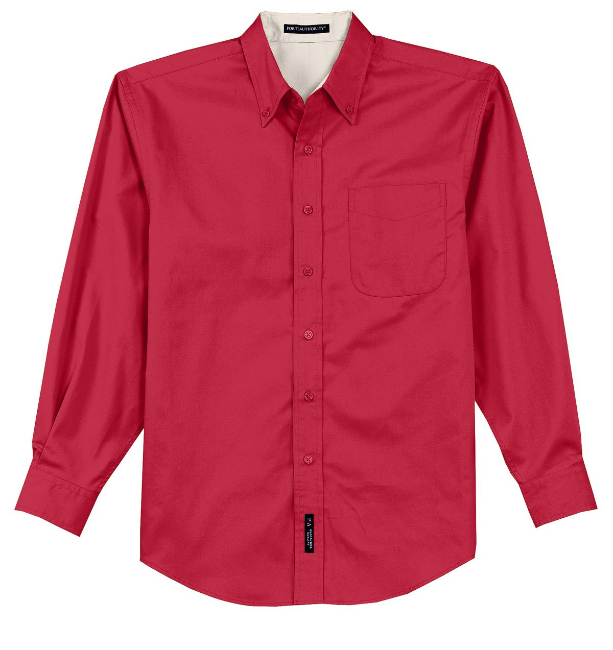 Front View of Red Port Authority Tall Long Sleeve Easy Care Shirt. TLS608