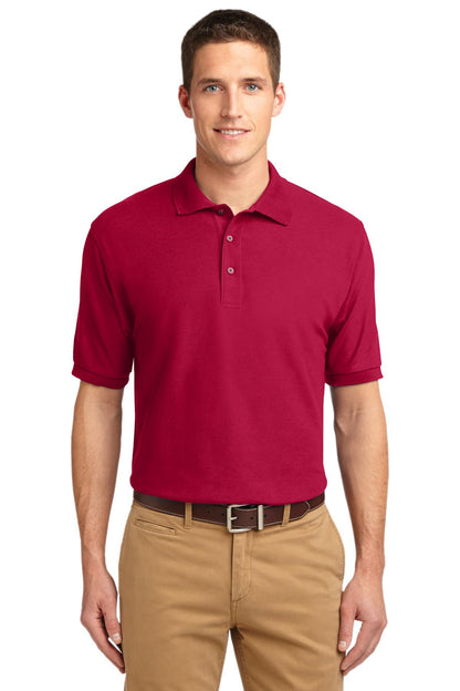 Front View of Red Port Authority Tall Silk Touch Polo. TLK500