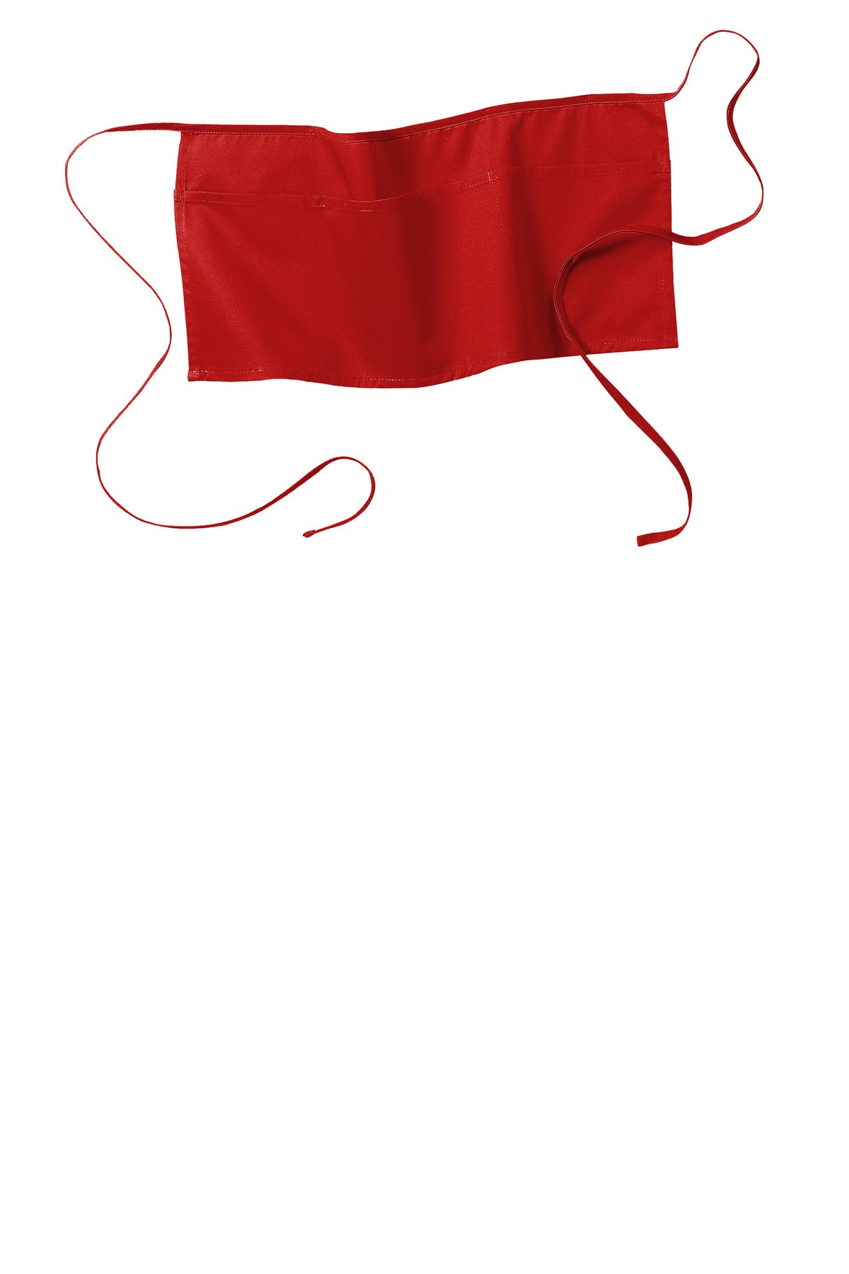Front View of Red Port Authority Waist Apron with Pockets. A515