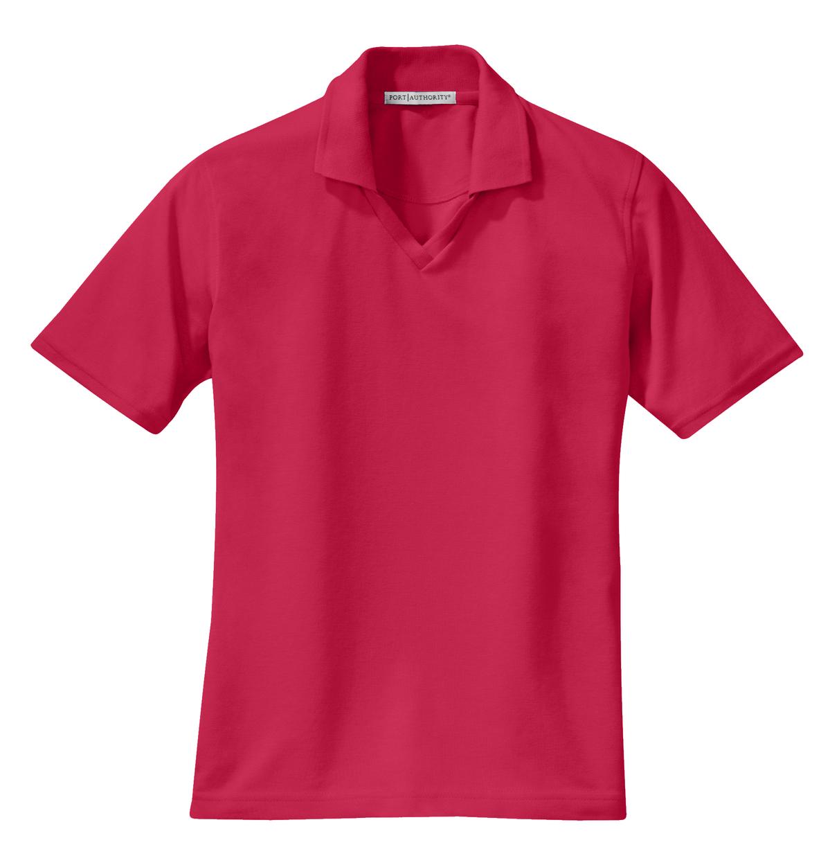 Front View of Red Port Authority Women's Rapid Dry Polo. L455