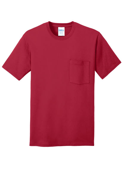 Front View of Red Port & Company Core Cotton Pocket Tee. PC54P