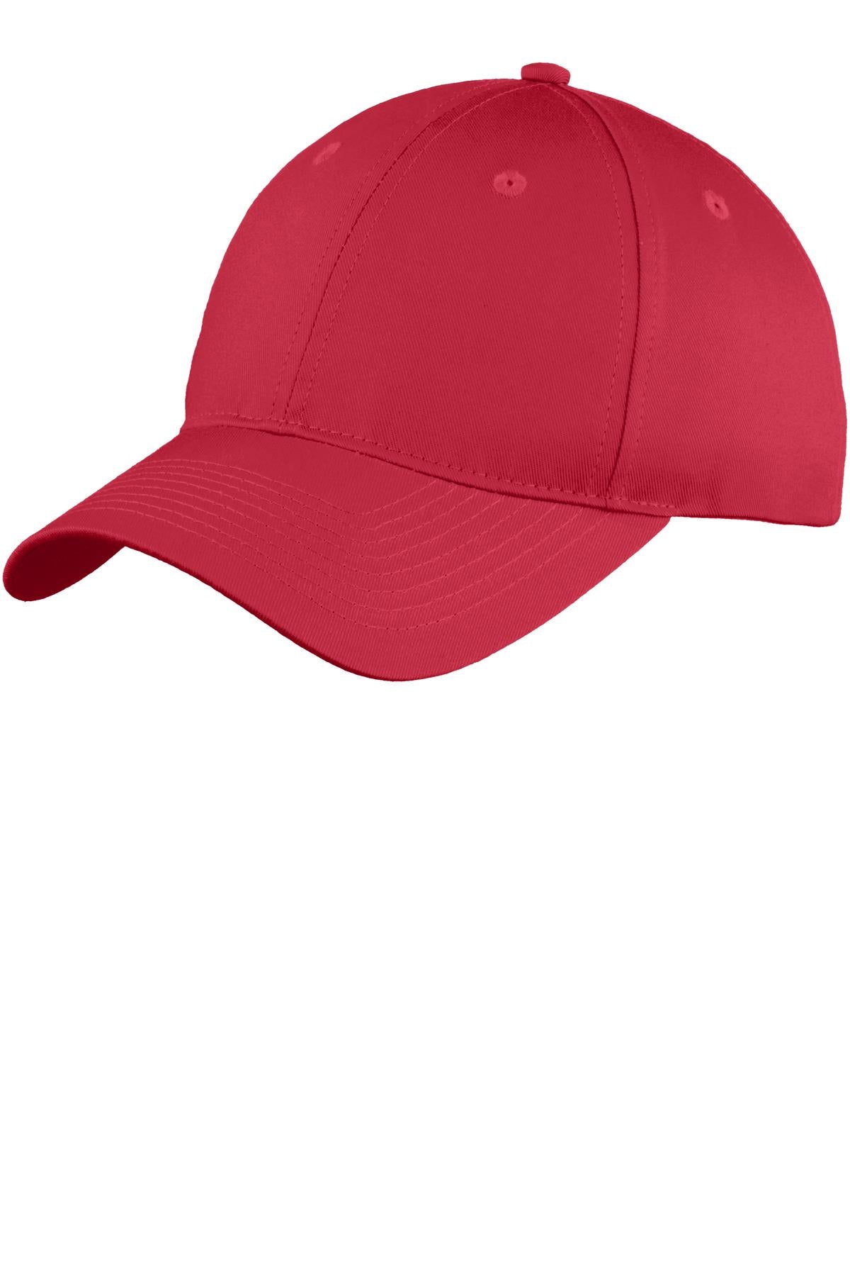 Front View of Red Port & Company Youth Six-Panel Unstructured Twill Cap. YC914