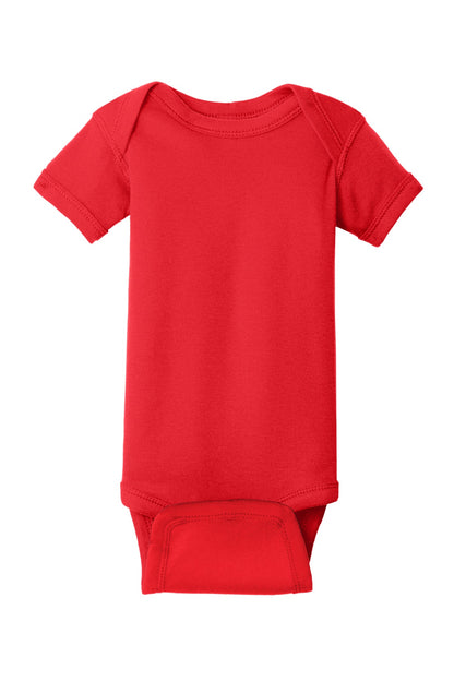 Front View of Red Rabbit Skins Infant Short Sleeve Baby Rib Bodysuit. RS4400