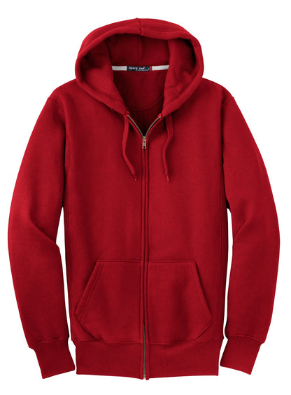 Front View of Red Sport-Tek Super Heavyweight Full-Zip Hooded Sweatshirt. F282